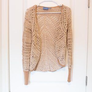 S Mermaidcore Fish Net Open Knit Chunky Boho Beachy Simply Vera Wang Cardigan